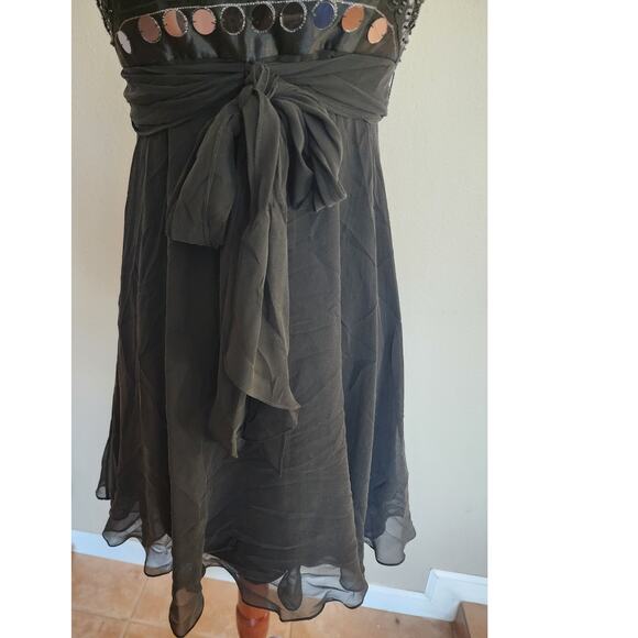 BCBG Maxazria Black Silk Beaded Cocktail Dress SZ 6P New Year's Eve Party - Picture 6 of 10